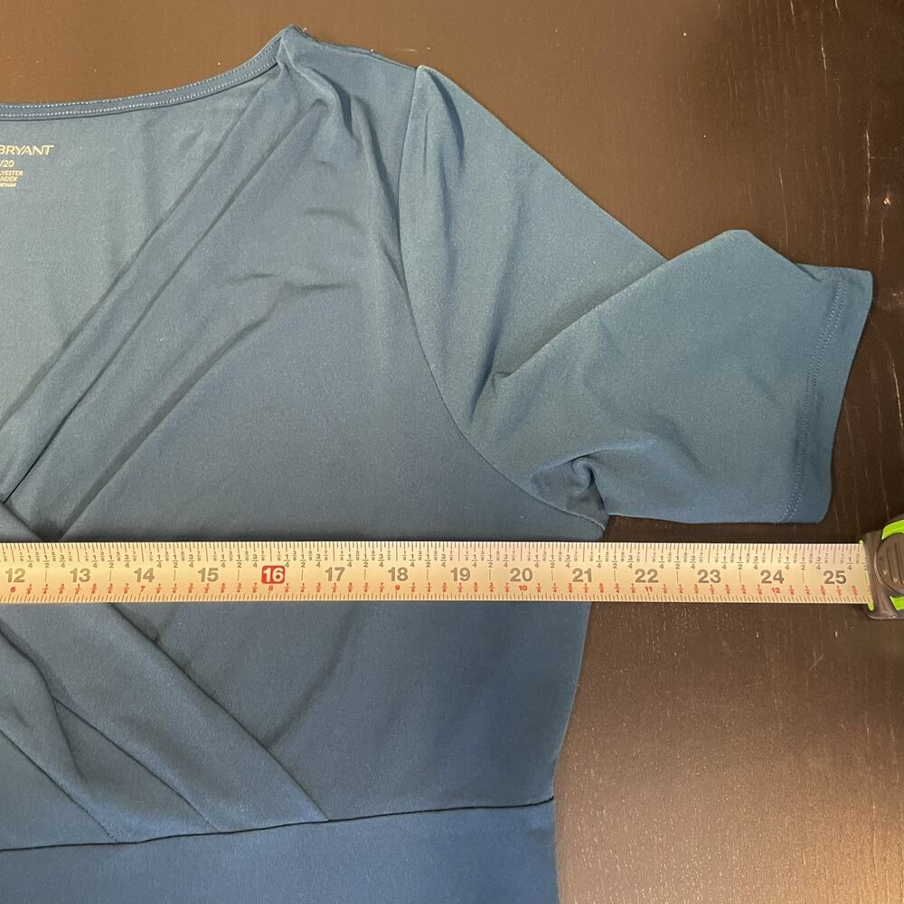 Lane Bryant Women's 2X 18/20 Teal Blue Faux Wrap Top Career Business Stretch - Picture 10 of 10